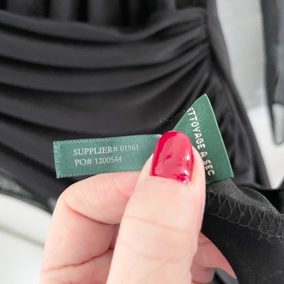 Lauren Ralph Lauren Mini dress Faux wrap V neckline Sheer Mesh long sleeve Sz 8 - Picture 10 of 11